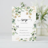 Cartons Réponse Mariage aux feuilles d'eucalyptus élégantes (Debout devant)