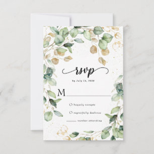 Cartons Réponse Mariage aux feuilles d'eucalyptus élégantes