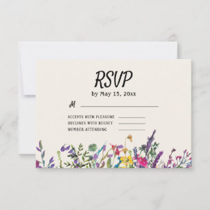 Cartons Réponse Mariage aux fleurs sauvages aquarelle