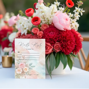 Cartons Réponse Mariage aux Formes Abstraites Florales Aquarelle P