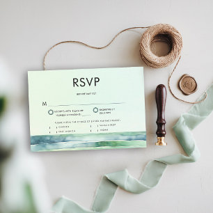 Cartons Réponse Mariage aux rayures vertes de la mer de la piscine