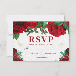 Cartons Réponse Mariage aux Roses Rouges Aquarelle