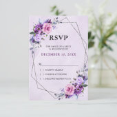 Cartons Réponse Mariage aux tons violets Lilac rose vif (Debout devant)
