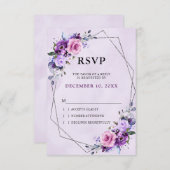 Cartons Réponse Mariage aux tons violets Lilac rose vif (Devant / Derrière)