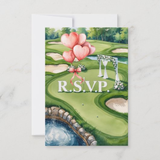 Cartons Réponse Mariage avec balle de golf sur vert (Devant)