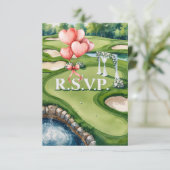 Cartons Réponse Mariage avec balle de golf sur vert (Debout devant)