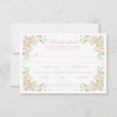 Cartons Réponse Mariage avec Bordure Florale Rococo (Devant)