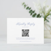 Cartons Réponse Mariage avec code QR bleu poussiéreux de style vic (Debout devant)