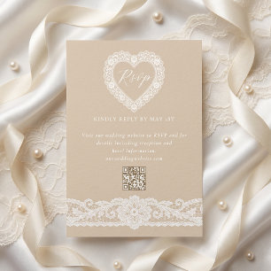 Cartons Réponse Mariage avec code QR Broderie Anglaise Vintage
