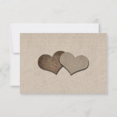 Cartons Réponse Mariage avec monogramme coeurs toile de jute pot M (Dos)