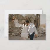 Cartons Réponse Mariage avec superposition de photo de script mini (Devant)