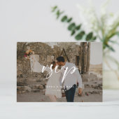 Cartons Réponse Mariage avec superposition de photo de script mini (Debout devant)