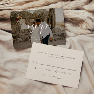 Cartons Réponse Mariage avec superposition de photo de script mini