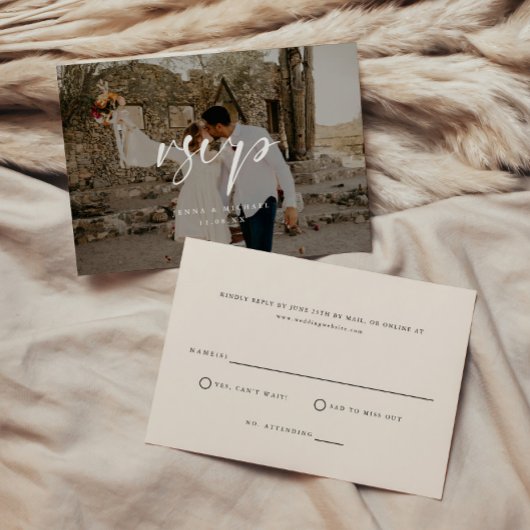 Cartons Réponse Mariage avec superposition de photo de script mini