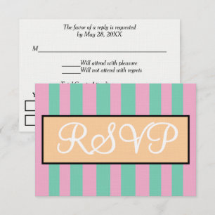 Cartons Réponse Mariage bandes de cabane rose vert Seafoam