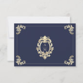 Cartons Réponse Mariage Baroque Bleu Nuit Or (Dos)