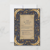 Cartons Réponse Mariage baroque céleste de minuit (Devant)