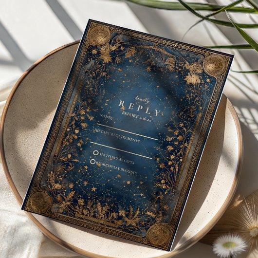 Cartons Réponse Mariage baroque céleste de minuit