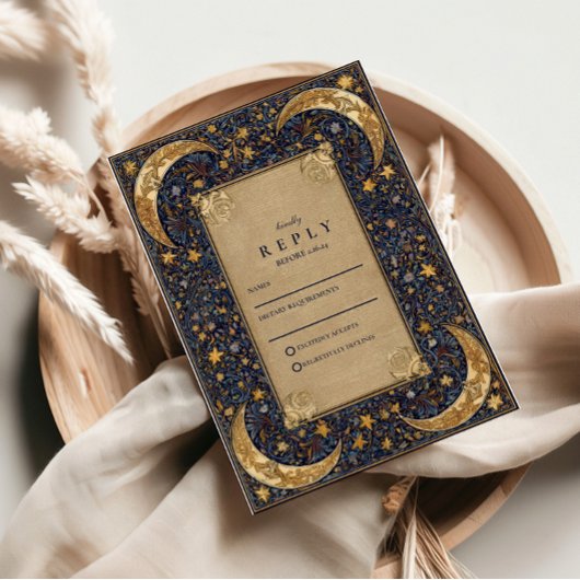 Cartons Réponse Mariage baroque céleste de minuit