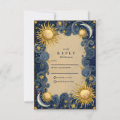 Cartons Réponse Mariage Baroque Céleste Doré (Devant)