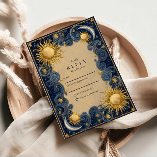 Cartons Réponse Mariage Baroque Céleste Doré