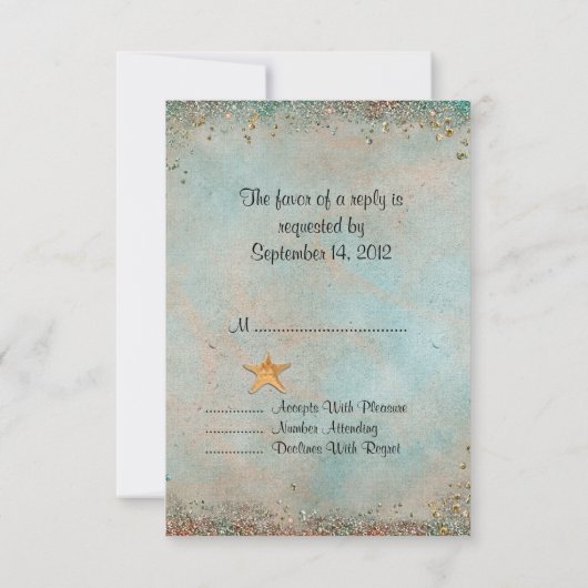 Cartons Réponse Mariage Beach Seashells (Dos)