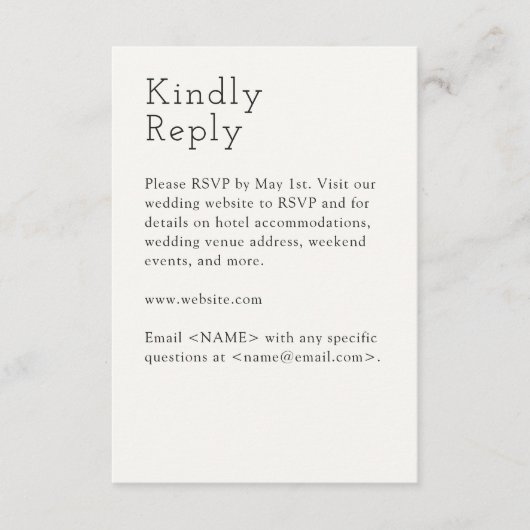 Cartons Réponse Mariage blanc doux minimaliste (Devant)