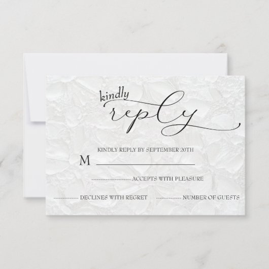 Cartons Réponse Mariage blanc et noir simple (Devant)