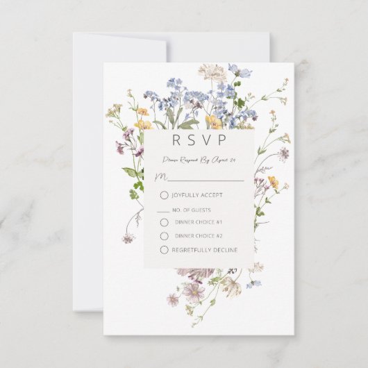 Cartons Réponse Mariage blanc Fleur sauvage Boho Delicate (Devant)