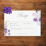 Cartons Réponse Mariage blanc Fleur sauvage Boho violet<br><div class="desc">Capturez l'essence de l'élégance rustique avec notre belle carte de réponse boho fleurie mariage sans choix de dîner. De délicats bouquets de fleurs sauvages violets et lavande, peints à la main dans une aquarelle de style lâche, sont arrangés avec art avec du feuillage vert sauge. Ce design évoque un sentiment...</div>