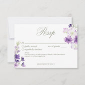 Cartons Réponse Mariage blanc Fleur sauvage Boho violet (Devant)