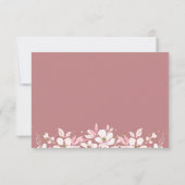 Cartons Réponse Mariage blanc fleuri et bijoux rose poussiéreux (Dos)
