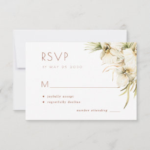Cartons Réponse Mariage blanc floral élégant crème ivoire