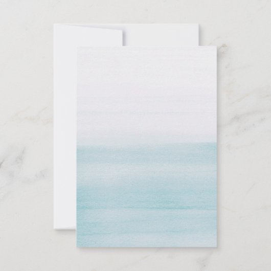 Cartons Réponse Mariage bleu aquarelle. Simple et élégant nautique (Dos)