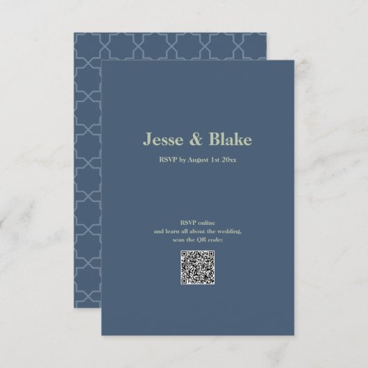 Cartons Réponse Mariage bleu avec Motif en lattes (Devant / Derrière)