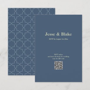 Cartons Réponse Mariage bleu avec Motif en lattes