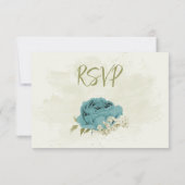 Cartons Réponse mariage bleu blanc fleurs verdure (Dos)