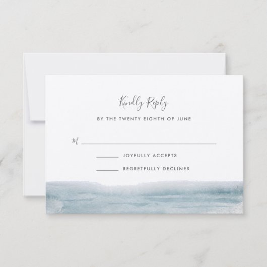 Cartons Réponse Mariage bleu côtier à marée basse (Devant)