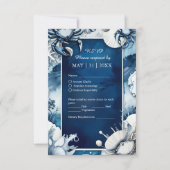 Cartons Réponse mariage bleu et blanc (Devant)