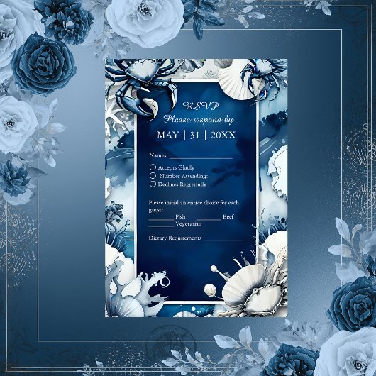 Cartons Réponse mariage bleu et blanc