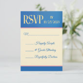 Cartons Réponse Mariage bleu et jaune (Debout devant)