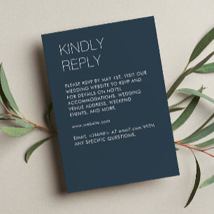 Cartons Réponse Mariage bleu marine minimaliste moderne