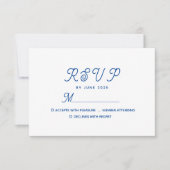 Cartons Réponse Mariage bleu moderne minimal (Devant)