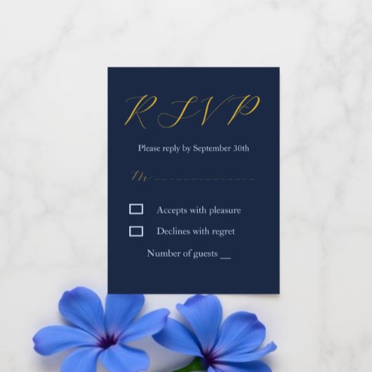 Cartons Réponse Mariage Bleu Opulent