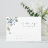 Cartons Réponse Mariage Bleu Poussiéreux (Debout devant)