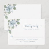 Cartons Réponse Mariage Bleu Poussiéreux (Devant / Derrière)
