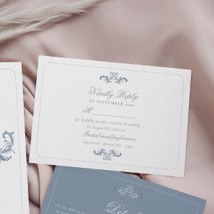 Cartons Réponse Mariage Bleu Poussiéreux Classique