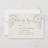 Cartons Réponse Mariage bleu vintage Dusty (Devant)