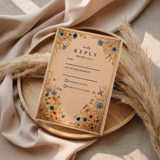 Cartons Réponse Mariage Bleuet Rustique