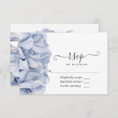 Cartons Réponse Mariage Blue Hydrangeas (Devant / Derrière)